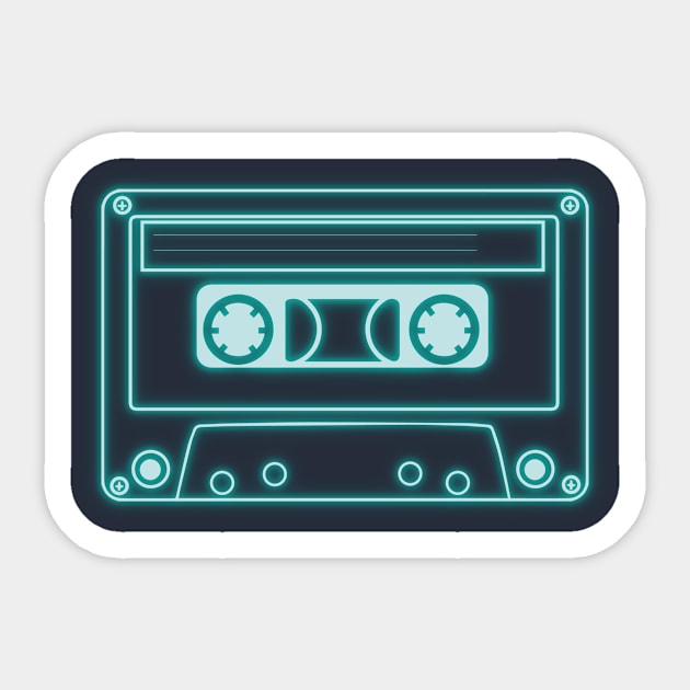 Synthwave - Retro Cassette Tape Neon 80s Sticker by bluerockproducts